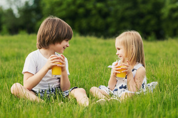 Little girl and brother