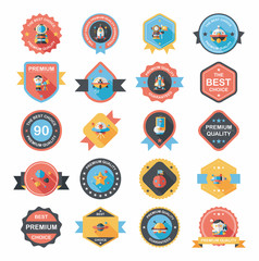 Space badge banner flat design background set, eps10