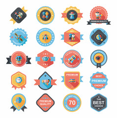 Space badge banner flat design background set, eps10