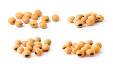 soy beans on white background.