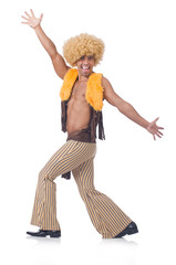 Man dancing isolated on the white background
