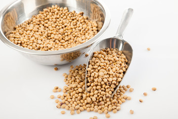 Soybeans with  transfer scoop and bowl
