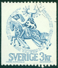 stamp printed in Sweden, shows the Seal of Duke Erik Magnusson