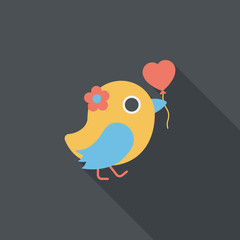 wedding bird flat icon with long shadow,eps10