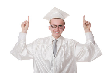 Young student isolated on the white