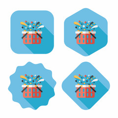 shopping basket flat icon with long shadow,eps10