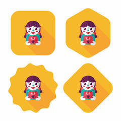 shopping girl and present flat icon with long shadow,eps10