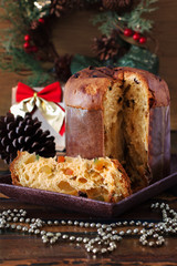 Panettone - sweet bread loaf traditional for Christmas and  New