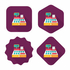 shopping cash register flat icon with long shadow,eps10