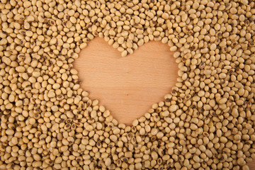 Soybeans with heart shape