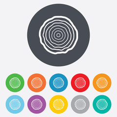 Wood sign icon. Tree growth rings.