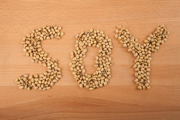 Soybean in shape of soy word