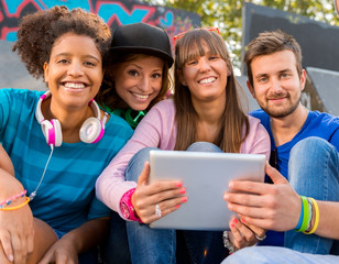 Young people having fun at the skatepark