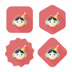 Birthday party boy flat icon with long shadow,eps10
