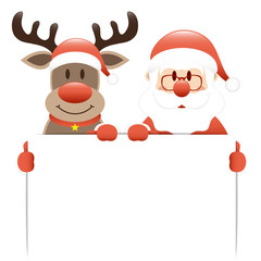 Rudolph & Santa Holding Label Light Red