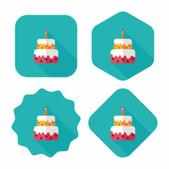 birthday cake flat icon with long shadow,eps10