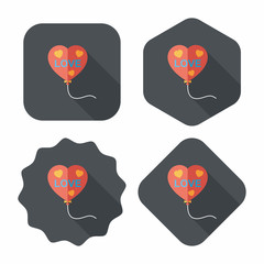 love balloons flat icon with long shadow,eps10