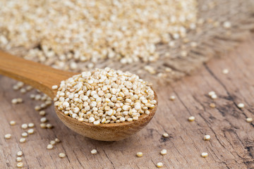 quinoa in a wooden spoon