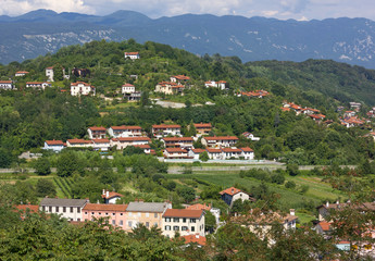 Fototapeta na wymiar Residential Buildings on the Hills around Gorizia, Italy