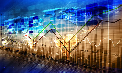 Digital illustration of Stock market graph