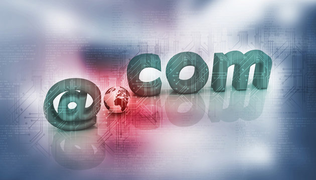3d illustration of at the rate with com in color background