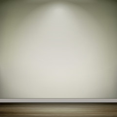 interior scene with empty wall and wooden floor