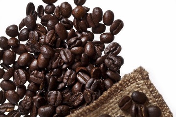 Coffee beans on a white background