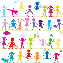 Background with stylized children playing © hibrida