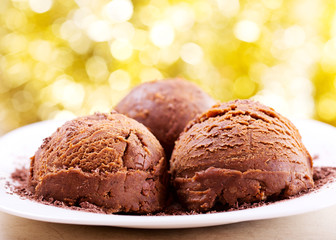 scoops of chocolate ice cream