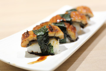 japanese food rice with eel ( unagi ) eel sushi