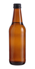 brown Bottle of beer isolated on white background.