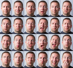 24 Gesichtsausdrücke eine Mannes