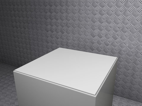 plinth with metal sheet background