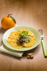 orange carpaccio salad with hazelnut