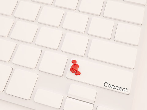 3d render connect key concept, for dating