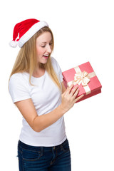 Christmas woman look at giftbox