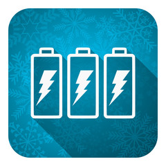 battery flat icon, christmas button, power sign