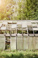 Old dilapidated garden greenhouse