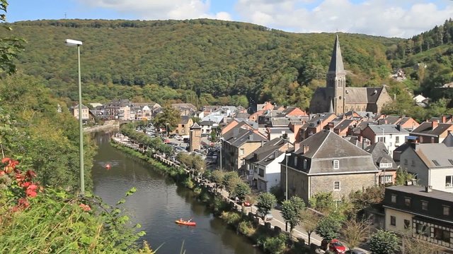 View from hill on belgian city La Roche-en-Ardenne