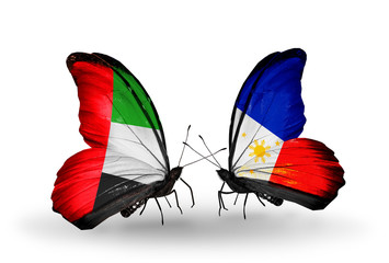 Two butterflies with flags  UAE and Philippines