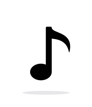 Musical note icon on white background.