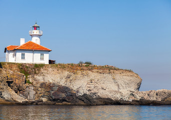 Fototapeta na wymiar White lighthouse on St. Anastasia Island