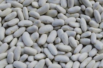 Close up of ripe, white beans from the garden