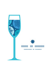 Vector round snowflakes wine glass silhouette pattern frame