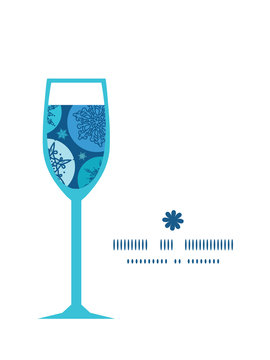 Vector round snowflakes wine glass silhouette pattern frame