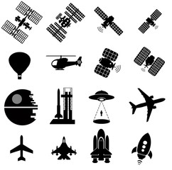 Transport aérien et spatiale en 16 icônes © Atlantis