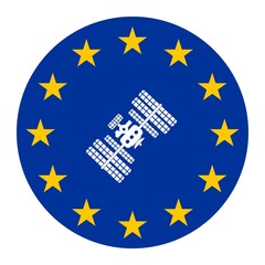 Station spatiale dans un drapeau européen