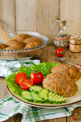 Cutlets with buckwheat and a side dish of vegetables