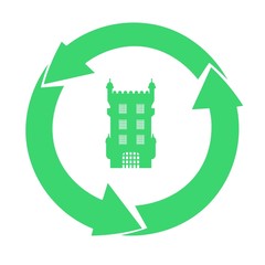 Prison m&eacute;di&eacute;vale dans un symbole recyclage