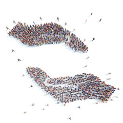 People in the form of palm.